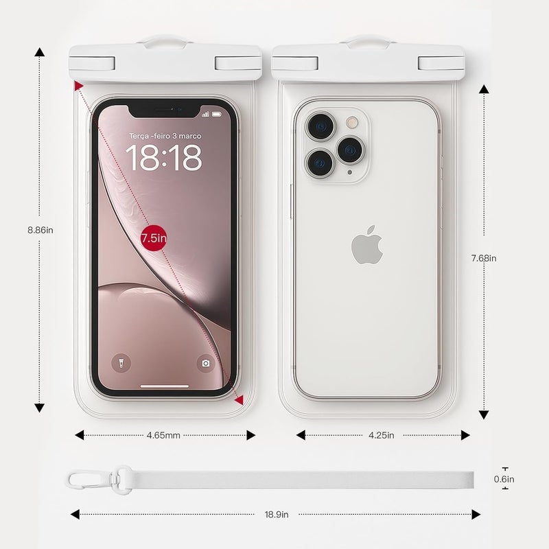 Criyar 1/2 Pack Waterproof Phone Pouch Compatible with iPhone 17 16 15 Pro Max & Galaxy S24+/S23 7in Waterproof Phone Case, IPX8 Beach Travel Must Haves, Beach Essentials, Snowy White, 1 Pack - Image 1